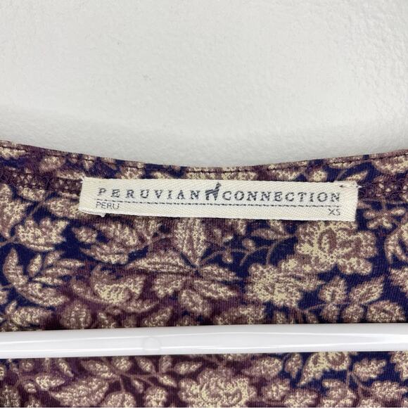 Peruvian Connection Elbow Length Floral Pima Cotton Swing Dress Size XS - Picture 2 of 4